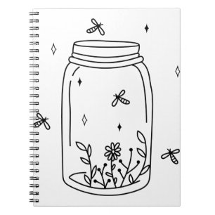 Caderno Espiral Vagalumes em um notebook Jar