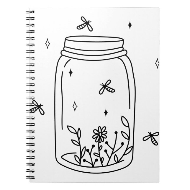 Caderno Espiral Vagalumes em um notebook Jar (Frente)