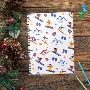 Caderno Espiral Vail Rockies Colorado Ski Snowboard Pattern