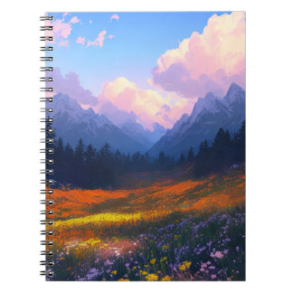 Caderno Espiral Vale de Captivação com Flores Vibrantes
