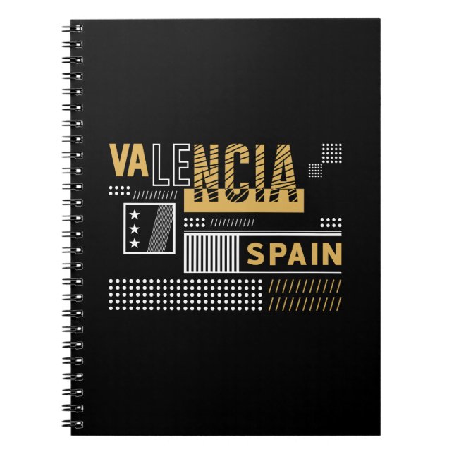 Caderno Espiral Valência Espanha Tipografia Moderna Desenho de Via (Frente)