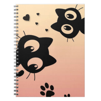 Caderno Espiral Valentine Cute Cat Art Spiral Notebook