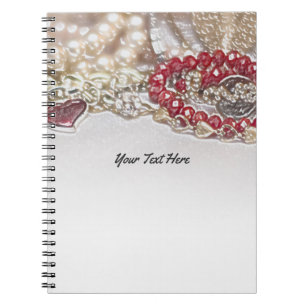 Caderno Espiral Valentine Joias & Pérolas Elegância Chique Glamour