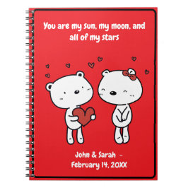 Caderno Espiral Valentine's Day Bear Heart: Joyful Love Laughter