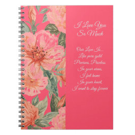 Caderno Espiral Valentines Day, I Love You So Much, Love Poem,