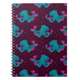 Caderno Espiral Valentine's Octopus and Hearts