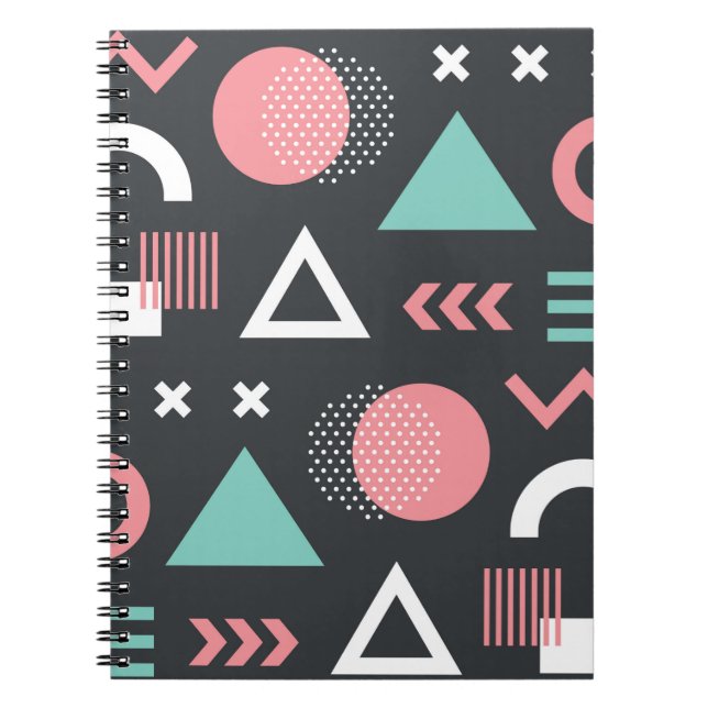 Caderno Espiral Valores geométricos, design de padrão uniforme. co (Frente)