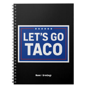 Caderno Espiral Vamos Go Taco Funny Design Bold Retro Político