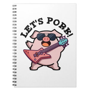 Caderno Espiral Vamos Porco Funny Rock Guitar Porco Piada