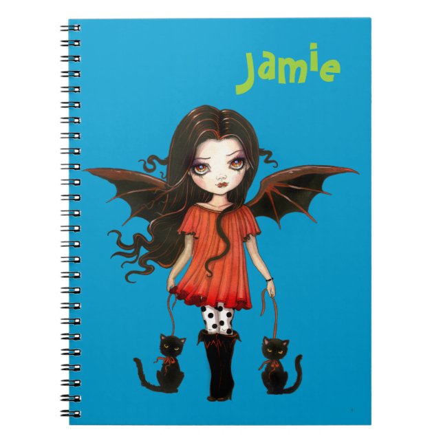 Caderno Espiral Vampiro bonito com gatos personalizados (Frente)