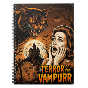 Caderno Espiral Vampurr Vintage Gatos Vampiros Amantes Funny Hallo
