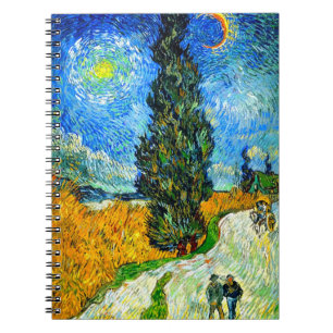 Caderno Espiral Van Gogh Road with Cypress and Star