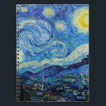 Caderno Espiral Van Gogh Starry Night. Impressionismo arte de vint<br><div class="desc">O caderno "A Noite Estrelada" de Van Gogh.</div>