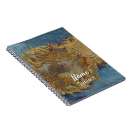 Caderno Espiral Van Gogh Sunflowers Yellow Flowers Custom Name