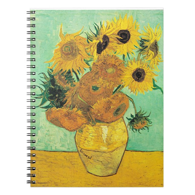Caderno Espiral Van Gogh - Vase with 12 Sunflowers (Frente)