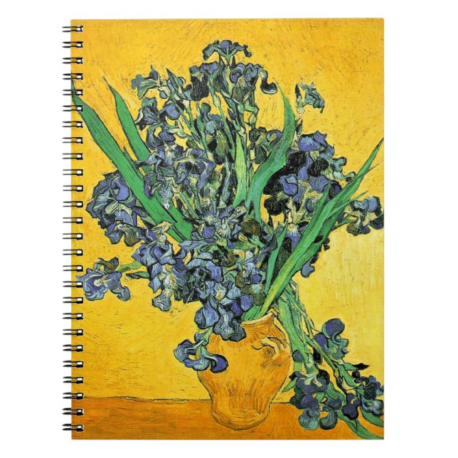 Caderno Espiral Van Gogh - Vaso com Íris Fundo Amarelo (Frente)