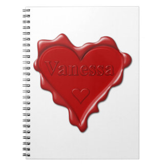 Caderno Espiral Vanessa. Selo vermelho da cera do coração com