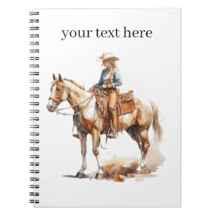 Caderno Espiral vaqueira loira a cavalo, personalizável