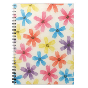 Caderno Espiral Várias Flores Coloridas Aquarela