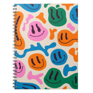 Caderno Espiral Vários Faces sorridentes de fusão colorida. Lâmpad