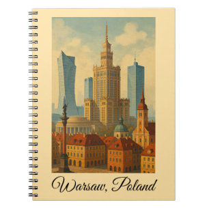 Caderno Espiral Varsóvia Polônia Viagens vintage Art