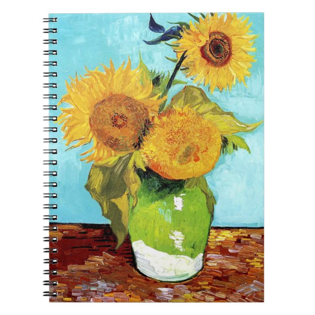 Caderno Espiral Vase com Três Girassóis (1888) espiral Van Gogh (Frente)