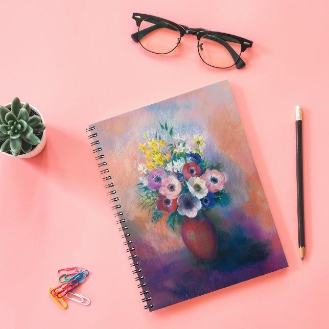 Caderno Espiral Vase D’anémones | Odilon Redon (Criador carregado)