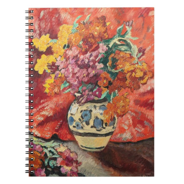 Caderno Espiral Vase de Fleurs à la Draperie Rouge | Louis Valtat (Frente)