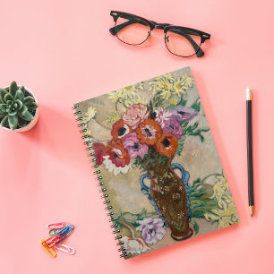 Caderno Espiral Vase decorado com anêmonas Louis Valtat