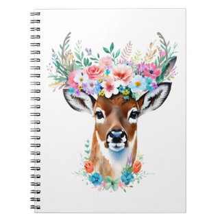 Caderno Espiral Veado com Coroa Floral - Natureza Whimsical