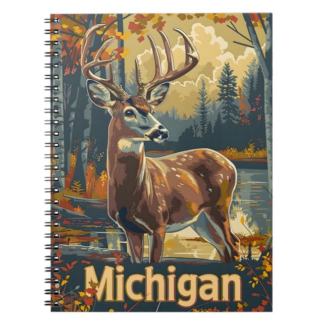 Caderno Espiral Veado-de-cauda-branca de Michigan (Frente)