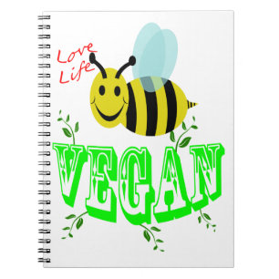Caderno Espiral vegan da abelha da vida do amor