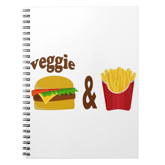 Caderno Espiral Veggie Burger e Fries (Frente)