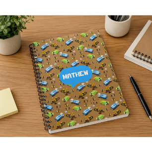 Caderno Espiral Veículos de Construção Personalizados para Criança