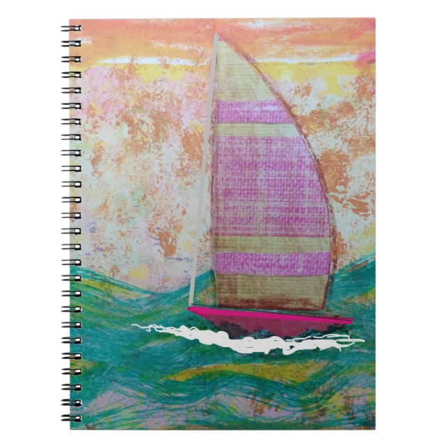 Caderno Espiral Vela em tiras rosa (Frente)