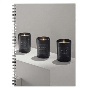 Caderno Espiral Velas de linha preta minimalistas com chamas minús