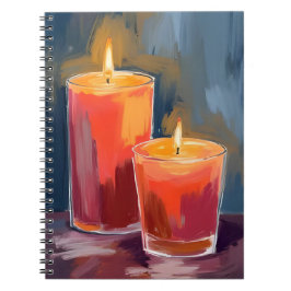 Caderno Espiral Velas Vermelhas de Feriado Aquarela Feriado