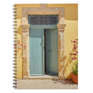 Caderno Espiral Velhas portas verdes autênticas de Nicósia Chipre