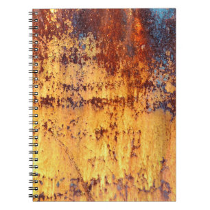 Caderno Espiral Velho fundo e textura de ferrugem metálica, metal