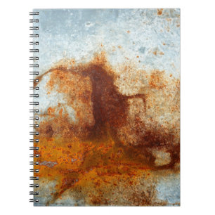 Caderno Espiral Velho prato de aço enferrujado, textura antiga em