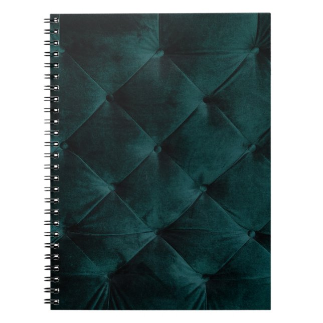 Caderno Espiral Velvet Green: Elegância Têxtil Malaquita (Frente)