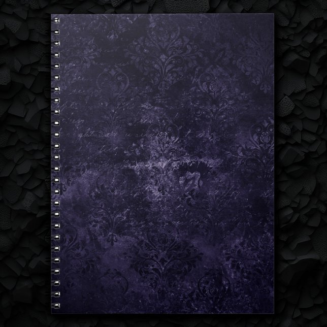 Caderno Espiral Velvety Midnight Damask | Indigo Purple Grunge (Criador carregado)
