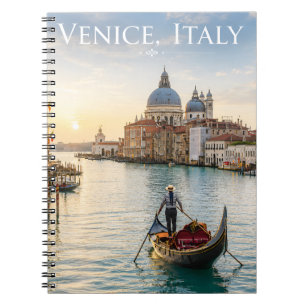 Caderno Espiral Veneza Itália Grande Canal Gôndola Pôr do Sol