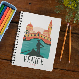 Caderno Espiral Venéza Minimalista Itália Viagem Vintage Gôndola
