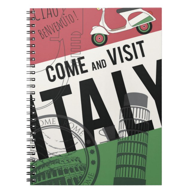 Caderno Espiral Venha visitar Italia (Frente)
