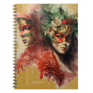 Caderno Espiral Venice Carnaval Florals e Penas