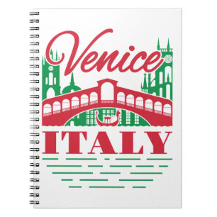 Caderno Espiral Venice Itália Rialto Bridge Italiana Viagem