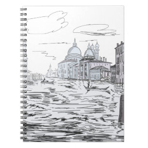 Caderno Espiral Venice negra e branca