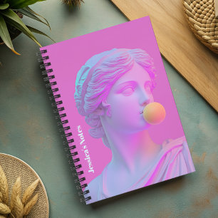 Caderno Espiral Vênus de Pop de Arte Rosa Moderno e Roxo