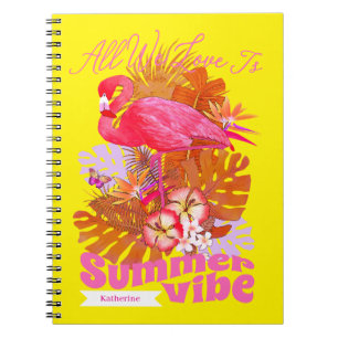 Caderno Espiral Verão Amarelo de Flamingo